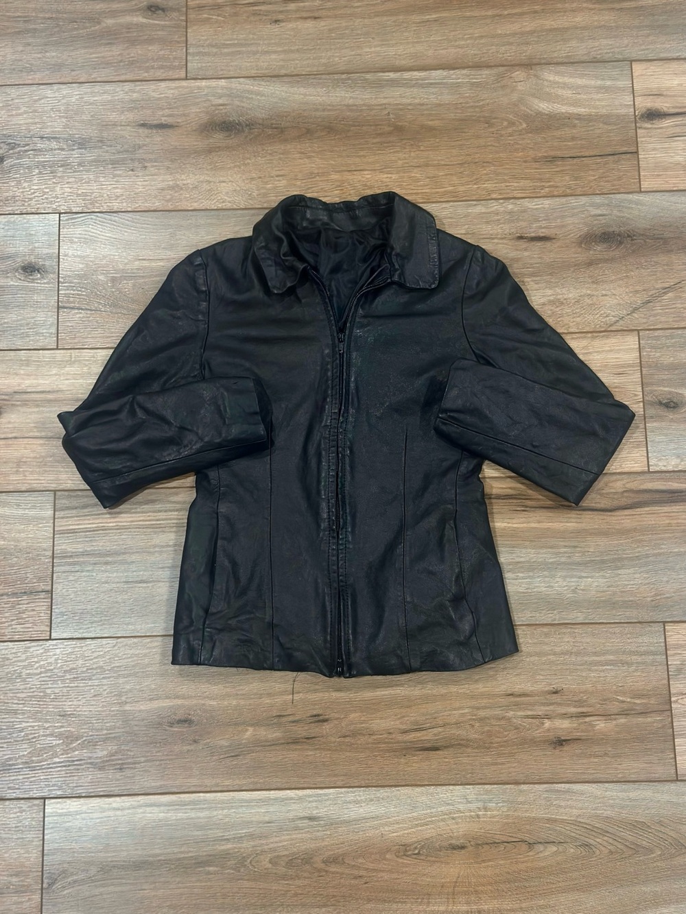 VERA PELLE Vintage 90s Grunge All Black Italian Leather Moto Jacket | Size XS